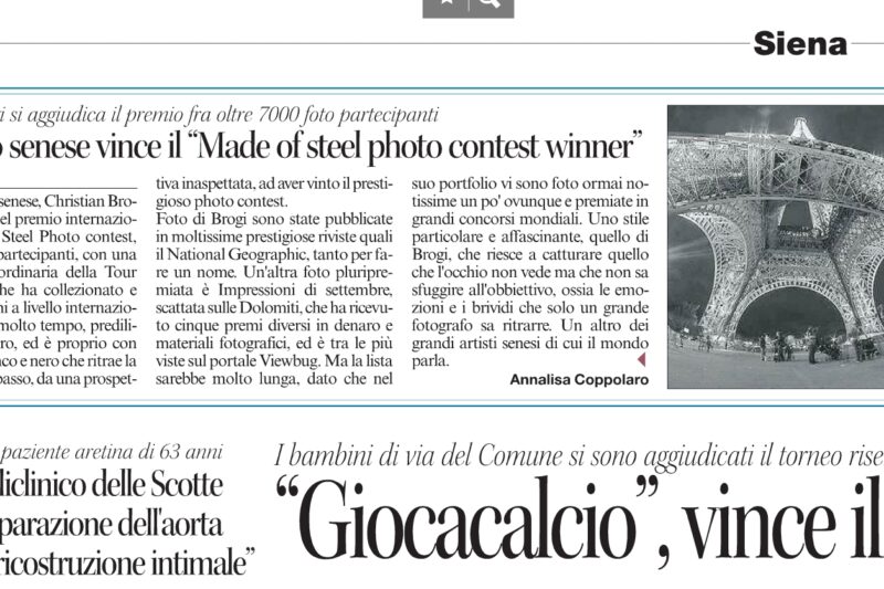 Fotografo senese vince il “Made of steel photo contest winner”